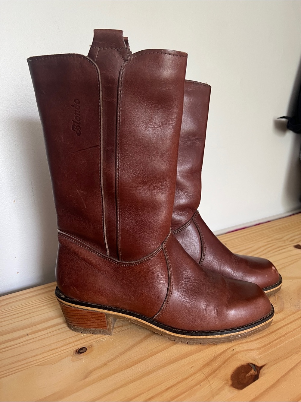 Blondo Campus Style Leather Stacked Heel Boots